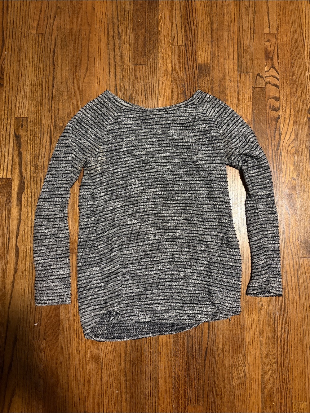 Cozy Gray Marled Knit Long Sleeve Sweater